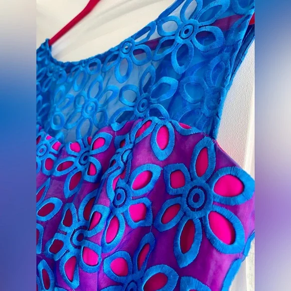 Rare!!! Lilly Pulitzer Pink/Blue/Purple Gorgeous Coctail Dress size 8 - Picture 15 of 16